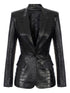 Elisabetta Franchi Crocodile-Effect Single-Button Black Jacket Black