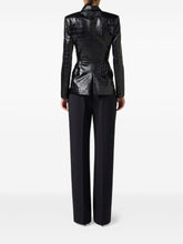 Elisabetta Franchi Crocodile-Effect Single-Button Black Jacket Black