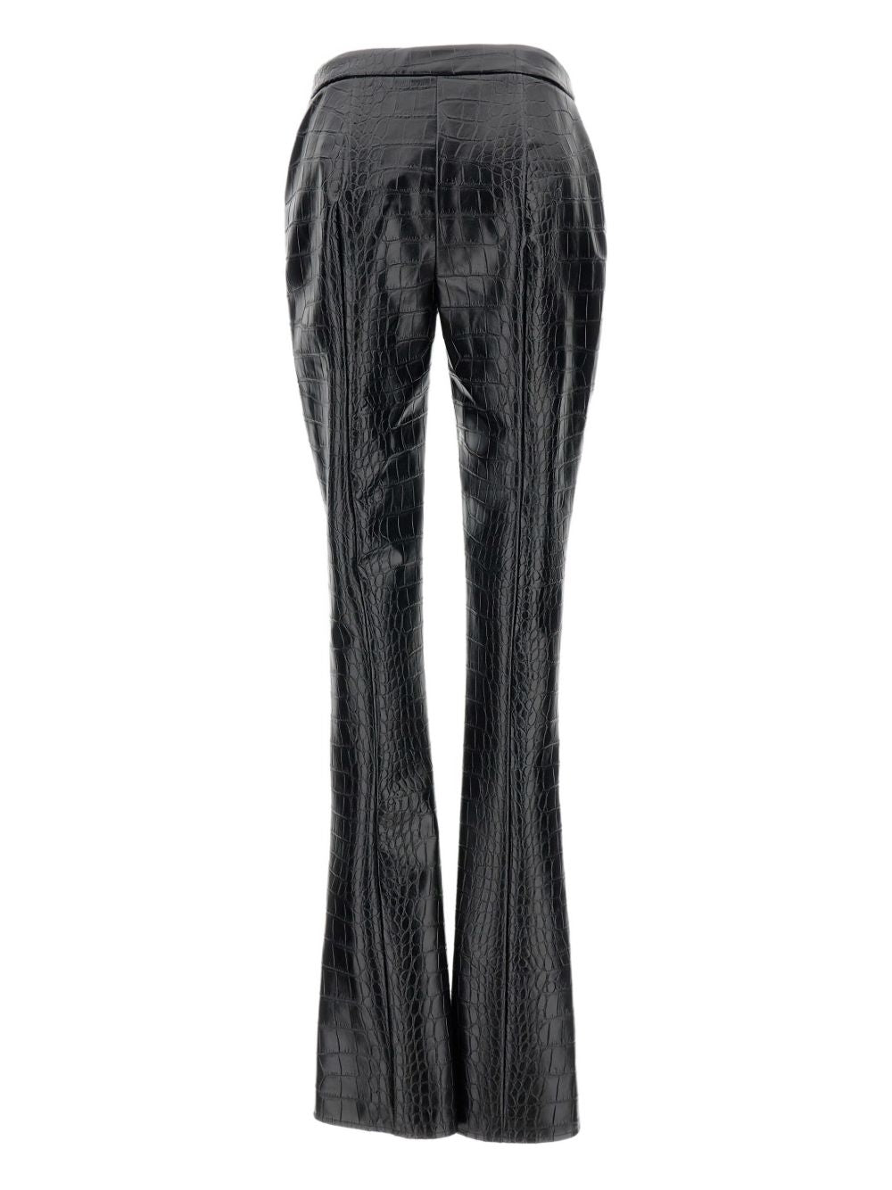Elisabetta Franchi Crocodile-Embossed High-Waisted Trousers Black Black