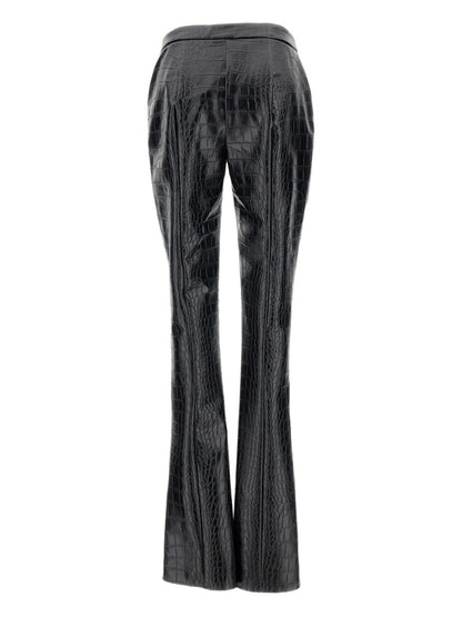 Elisabetta Franchi Crocodile-Embossed High-Waisted Trousers Black Black