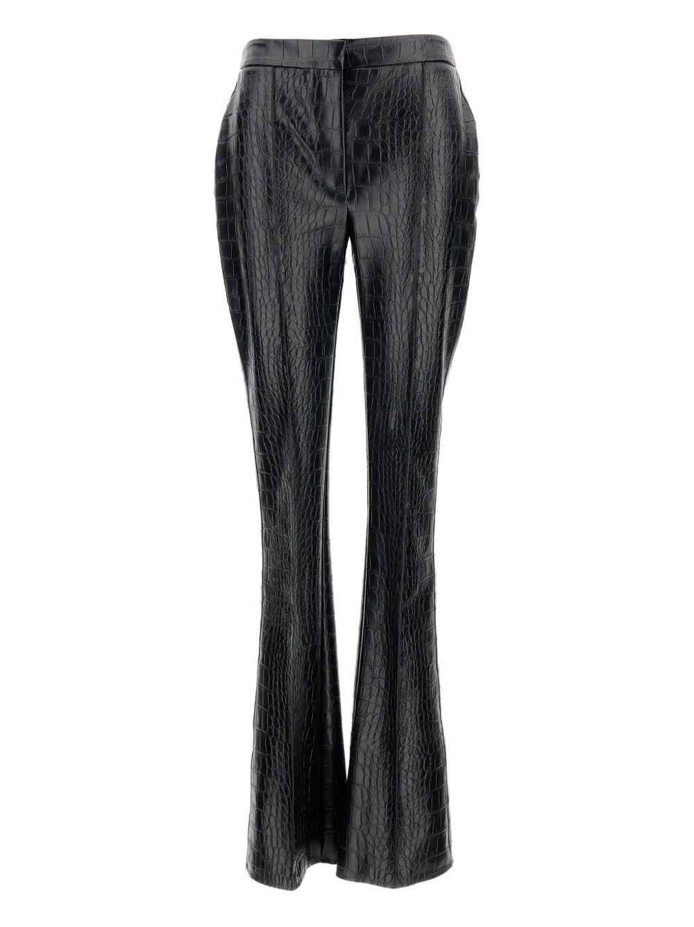 Elisabetta Franchi Crocodile-Embossed High-Waisted Trousers Black Black