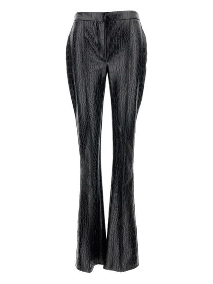 Elisabetta Franchi Crocodile-Embossed High-Waisted Trousers Black Black