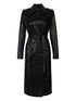 Elisabetta Franchi Double-Breasted Belted Croc-Effect Coat Black