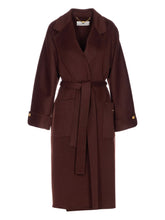 Elisabetta Franchi Wool Belted Coat With Side Flap Pockets Brown brown