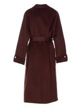Elisabetta Franchi Wool Belted Coat With Side Flap Pockets Brown brown