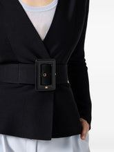 Elisabetta Franchi V-neck Fitted Waist Sweater with Wide Belt Black