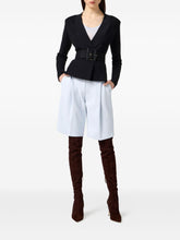 Elisabetta Franchi V-neck Fitted Waist Sweater with Wide Belt Black