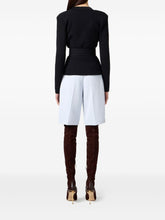 Elisabetta Franchi V-neck Fitted Waist Sweater with Wide Belt Black
