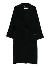 Elisabetta Franchi Double-Breasted Belted Wool Coat Black