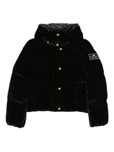 Elisabetta Franchi Cropped Velvet Quilted Down Jacket Black