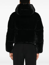 Elisabetta Franchi Cropped Velvet Quilted Down Jacket Black