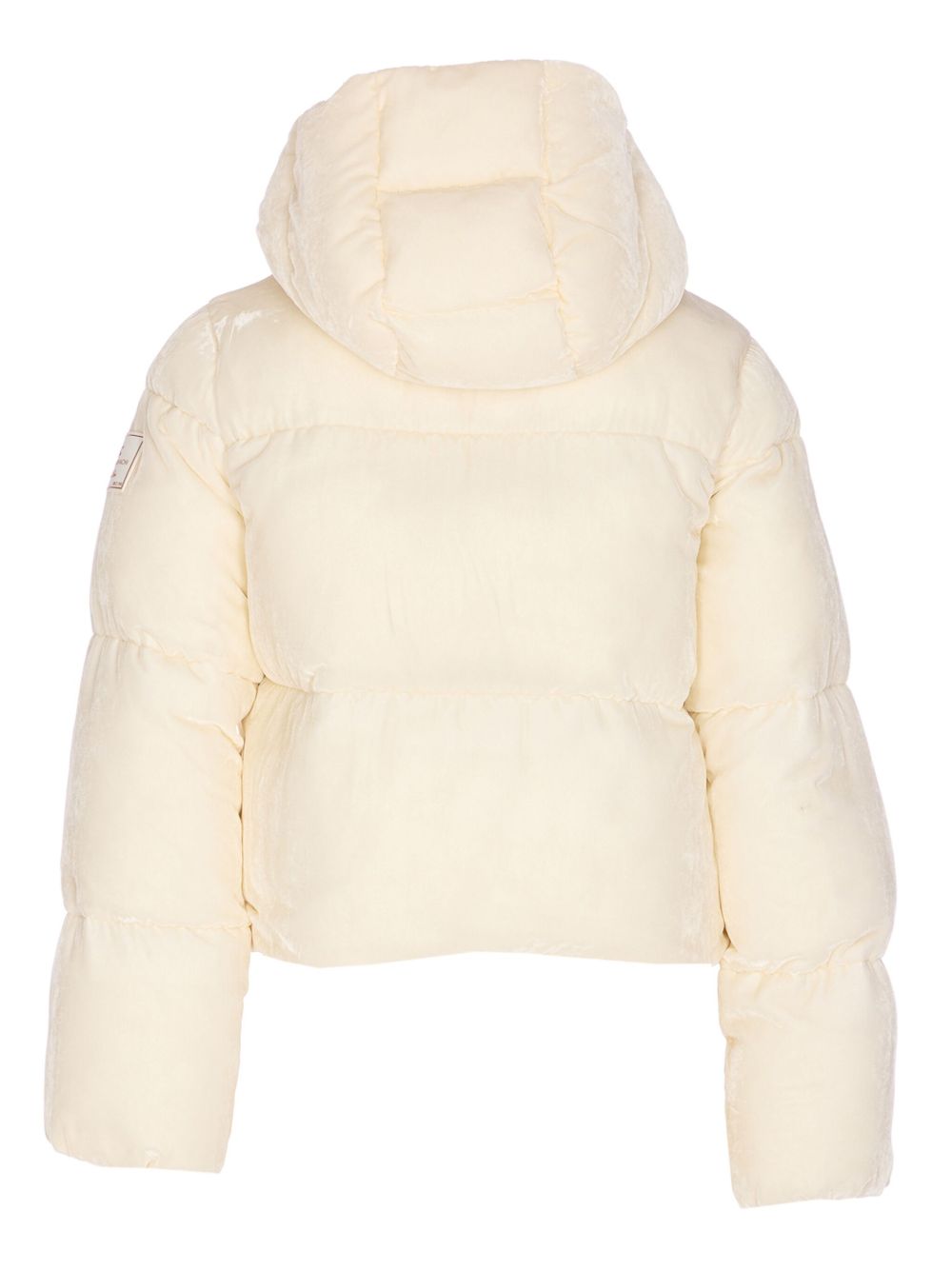 Elisabetta Franchi Cropped Quilted Velvet Down Jacket White