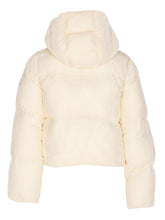 Elisabetta Franchi Cropped Quilted Velvet Down Jacket White