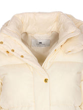 Elisabetta Franchi Cropped Quilted Velvet Down Jacket White
