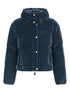 Elisabetta Franchi Cropped Velvet-Effect Quilted Down Jacket Blue