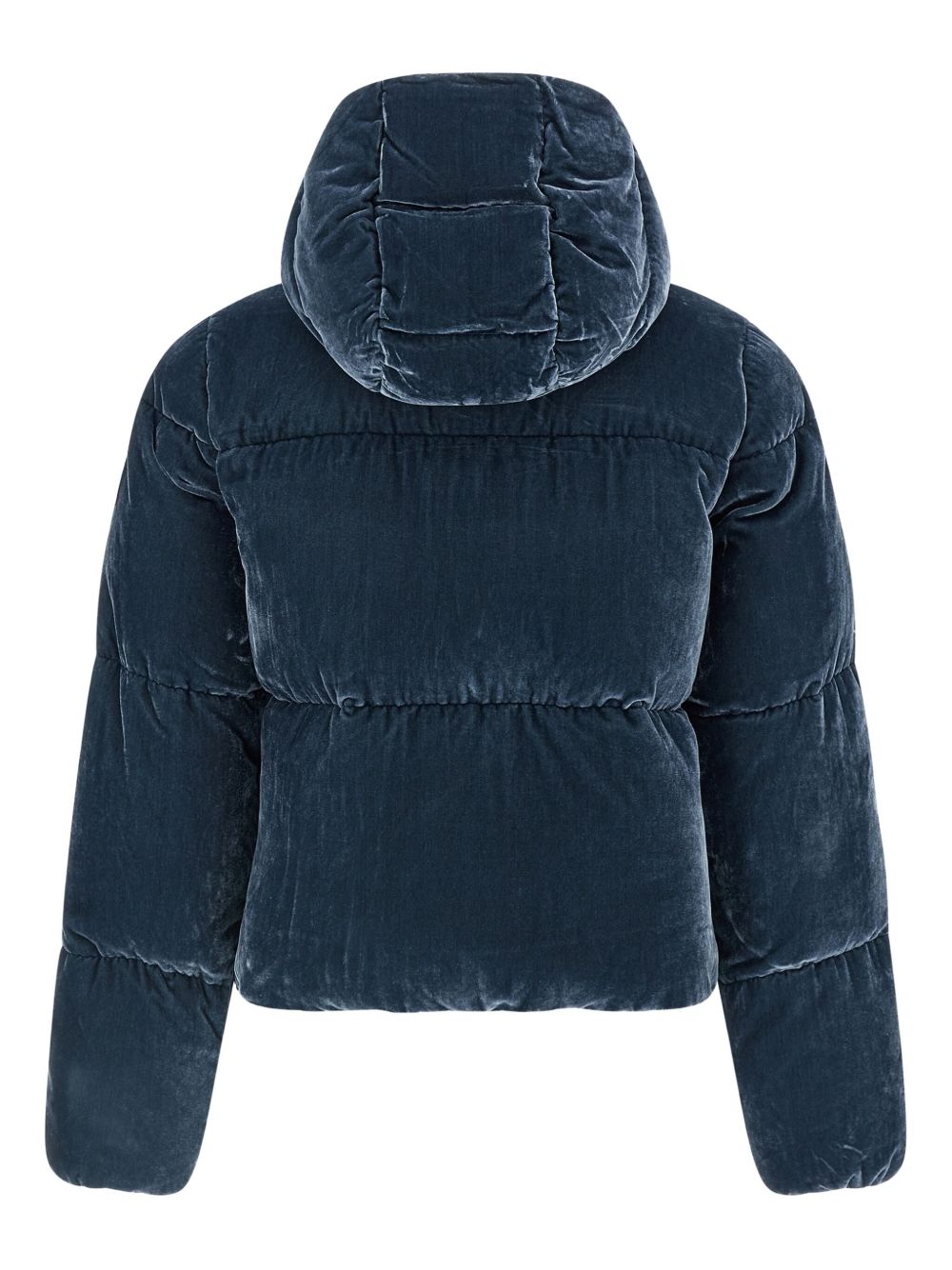 Elisabetta Franchi Cropped Velvet-Effect Quilted Down Jacket Blue