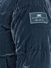 Elisabetta Franchi Cropped Velvet-Effect Quilted Down Jacket Blue