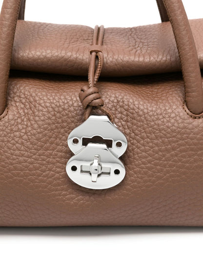 Zanellato Dotta Centauro Small Silk and Nylon Handbag Brown