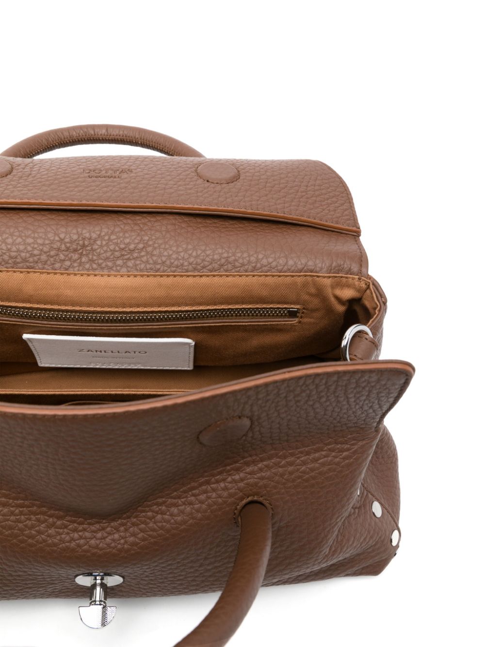 Zanellato Dotta Centauro Small Silk and Nylon Handbag Brown