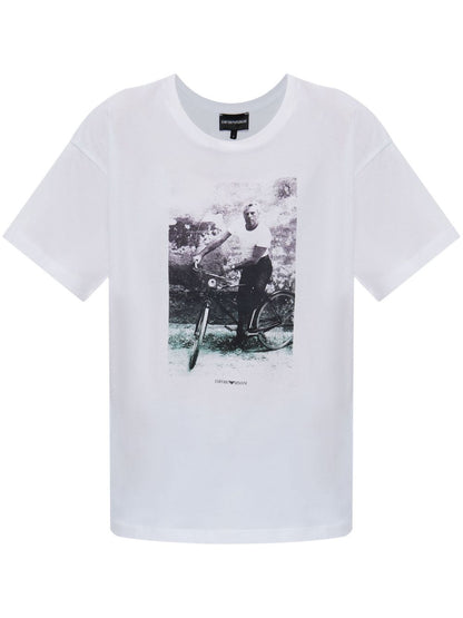 Emporio Armani Logo-Print Cotton T-Shirt White