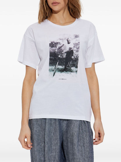 Emporio Armani Logo-Print Cotton T-Shirt White