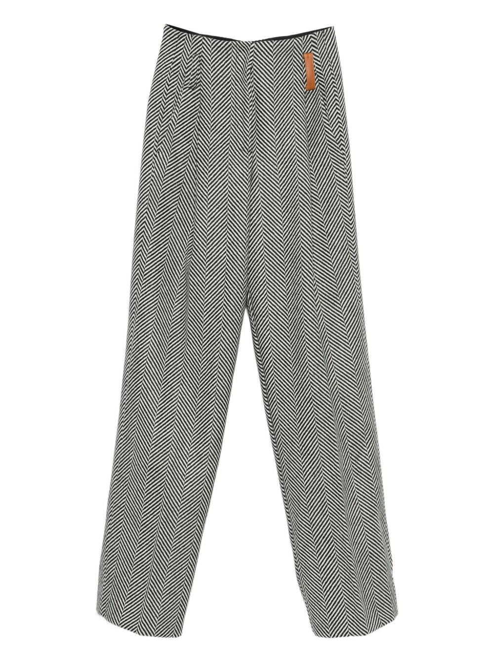 Forte Forte Chevron-Pattern Wool-Blend Trousers Grey