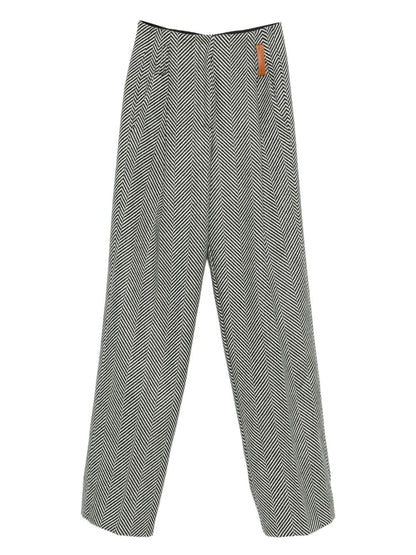 Forte Forte Chevron-Pattern Wool-Blend Trousers Grey