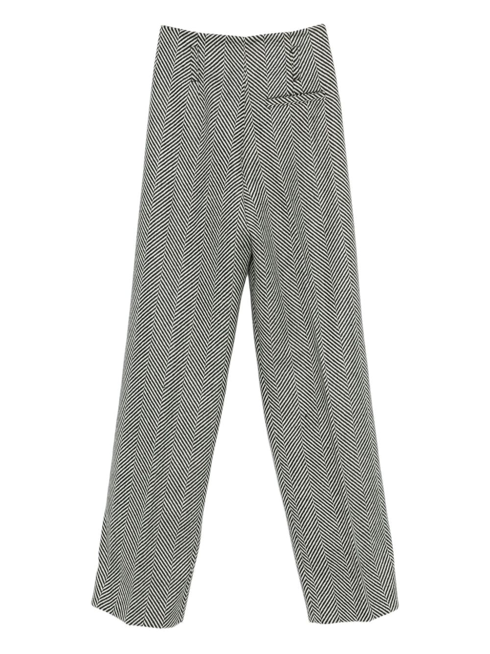 Forte Forte Chevron-Pattern Wool-Blend Trousers Grey