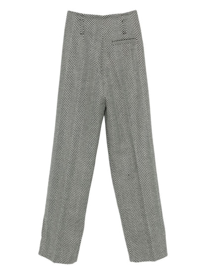 Forte Forte Chevron-Pattern Wool-Blend Trousers Grey