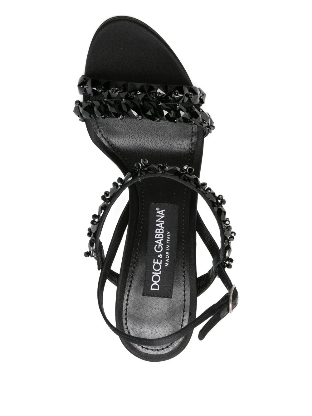 dolce &amp; gabbana embroidered satin sandals black black
