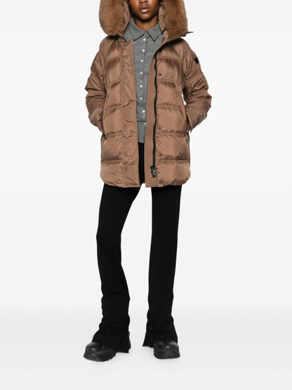 Peuterey Quilted Longline Hooded Puffer Coat Brown Brown