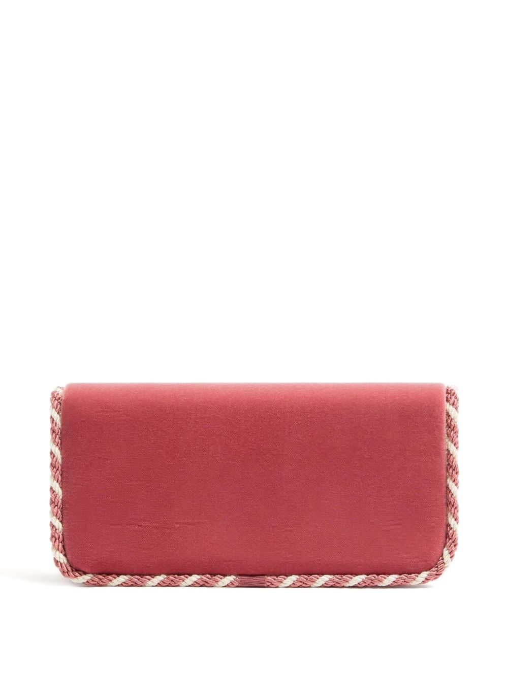 Valentino Garavani Velvet Clutch with Braided Trim and VLogo Jewel Clasp Pink