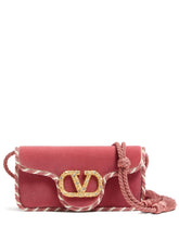 Valentino Garavani Velvet Clutch with Braided Trim and VLogo Jewel Clasp Pink