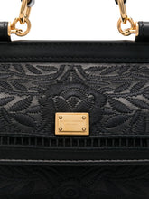 Dolce & Gabbana Sicily Small Floral-Embroidered Handbag Black