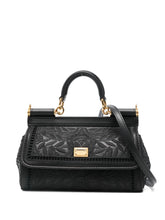 Dolce & Gabbana Sicily Small Floral-Embroidered Handbag Black