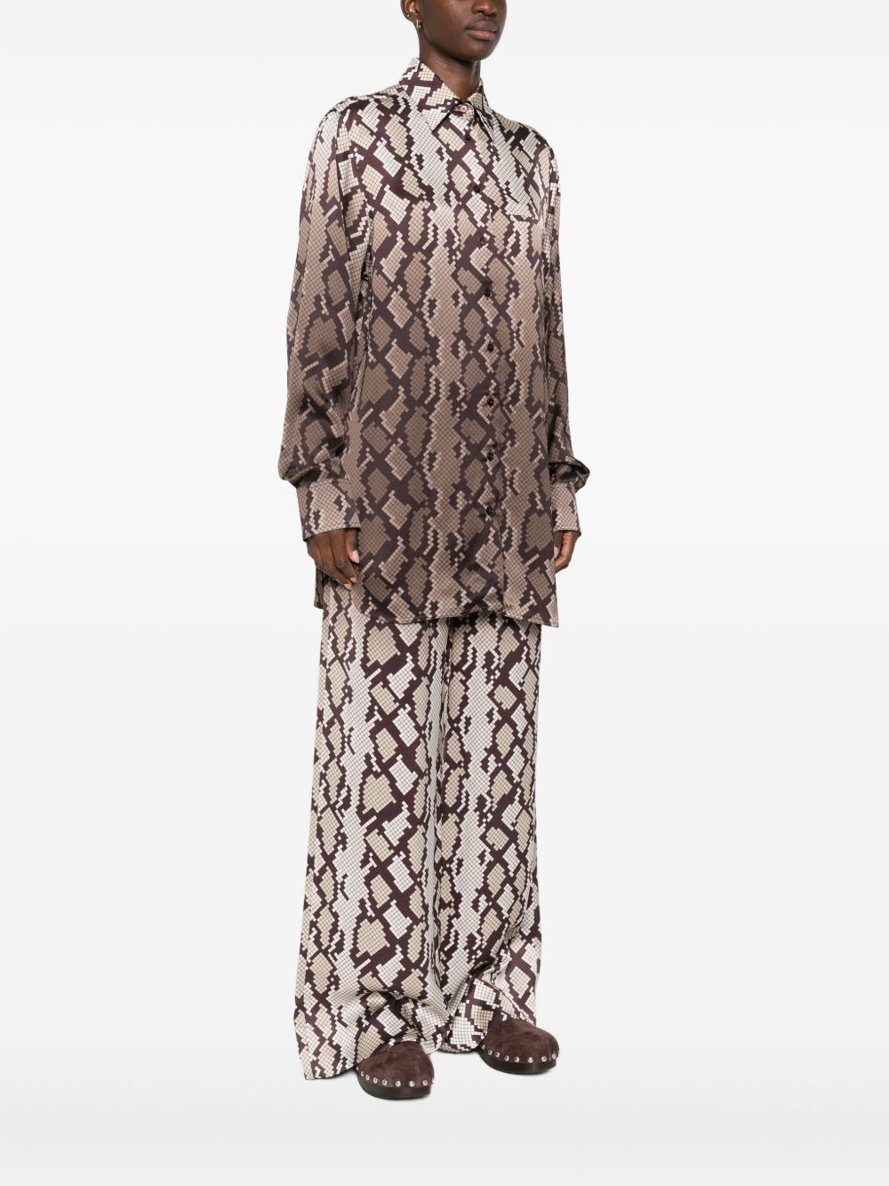 Stella McCartney Snake-Print Viscose Shirt Ivory