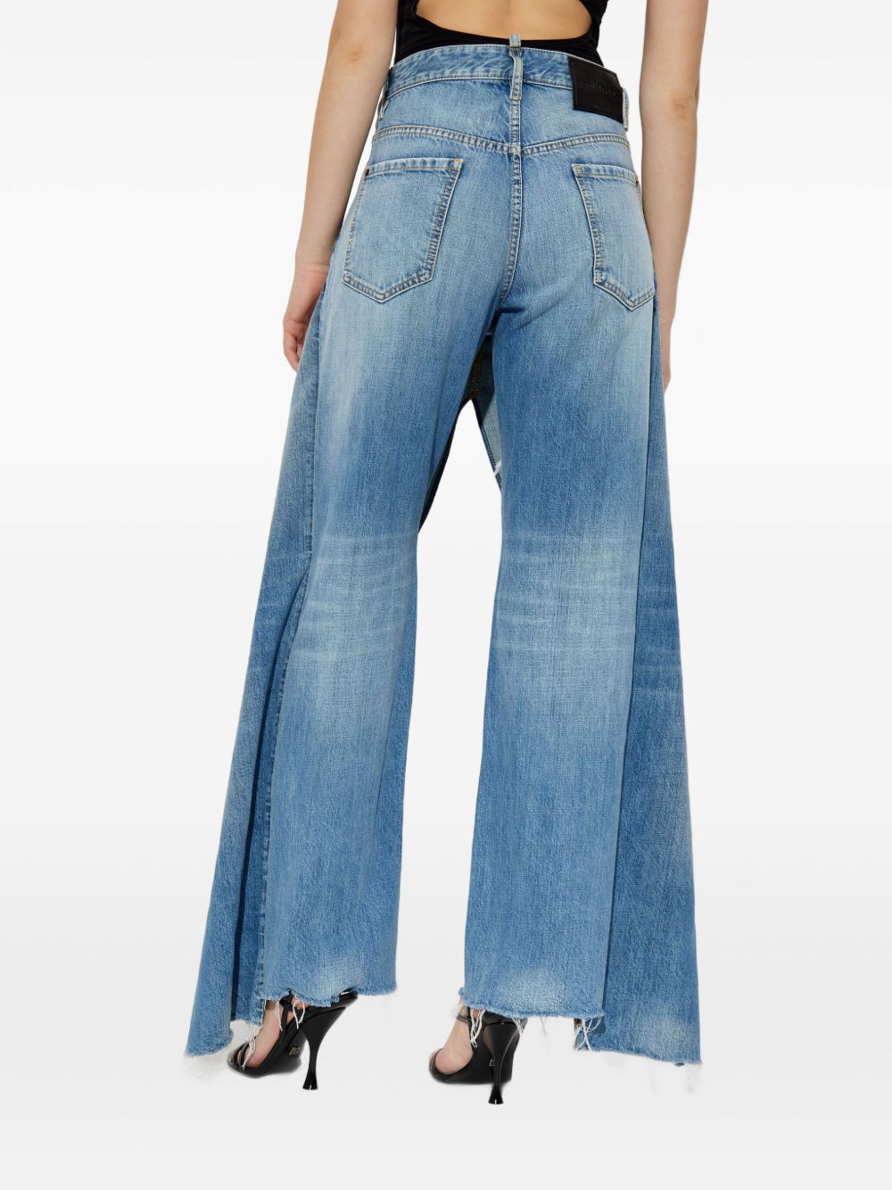 Dsquared2 Frayed Hem Layered Denim Skirt Blue