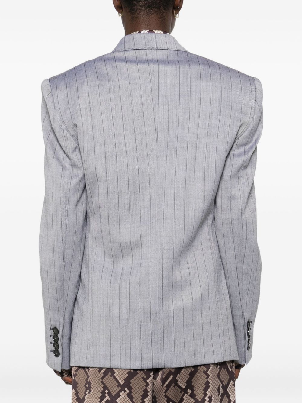 Stella McCartney Double-Breasted Pinstripe Wool Jacket Grey