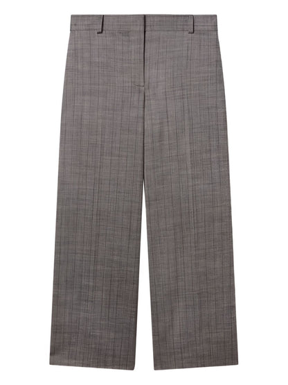 Stella McCartney Wide-Leg Checked Wool Trousers Grey