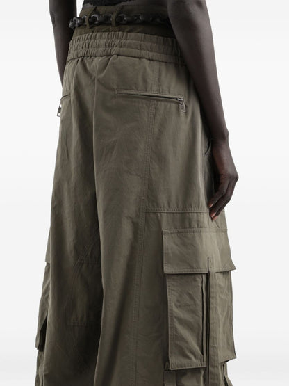Dolce &amp; Gabbana Green Cotton Blend Cargo Trousers with Drawstring Waistband Green