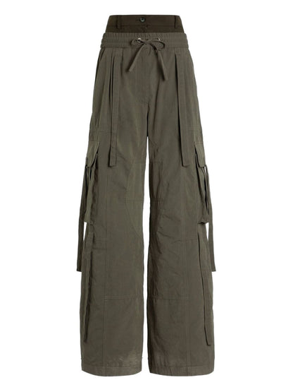 Dolce &amp; Gabbana Green Cotton Blend Cargo Trousers with Drawstring Waistband Green