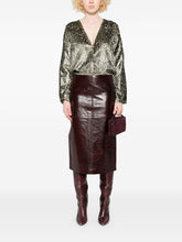 Forte Forte Metallic Silver-Effect Crossed V-Neck Shirt Grey