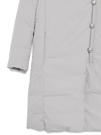 Emporio Armani Nylon Midi Down Jacket in Silver silver