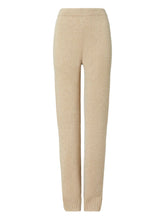 Tory Burch Melange Oatmeal Wool Side-Slit Knitted Trousers Beige