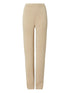 Tory Burch Melange Oatmeal Wool Side-Slit Knitted Trousers Beige