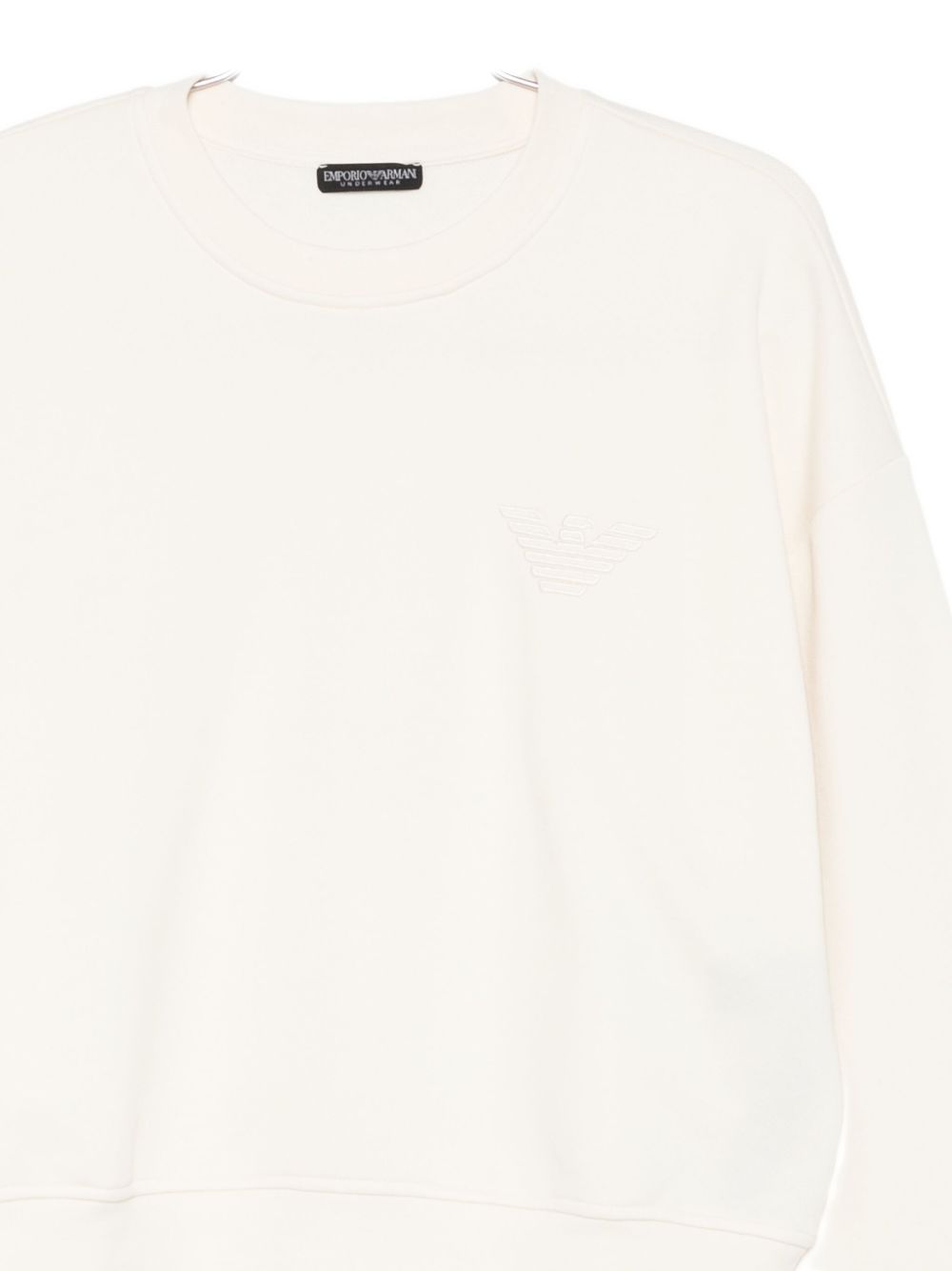 Emporio Armani Ivory Cotton-Blend Crewneck Sweater Ivory