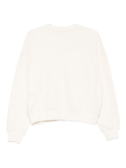 Emporio Armani Ivory Cotton-Blend Crewneck Sweater Ivory