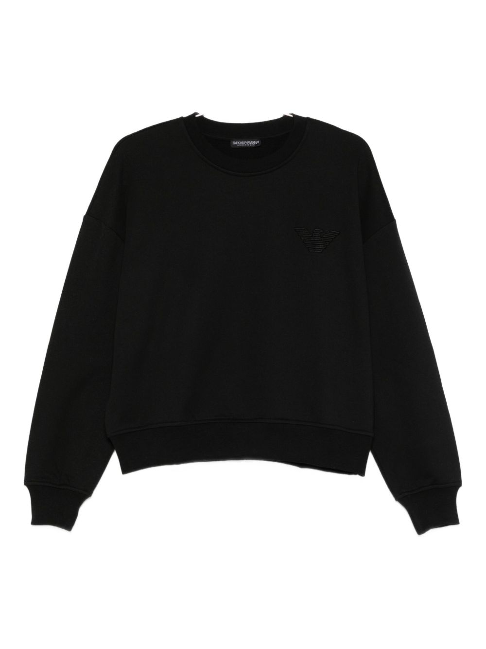 Emporio Armani Fine-Knit Black Sweater with Subtle Logo Detailing Black