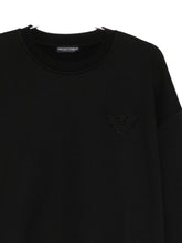 Emporio Armani Fine-Knit Black Sweater with Subtle Logo Detailing Black