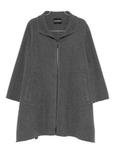 Emporio Armani Grey Wool-Silk Blend Two-Way Zip Coat Grey